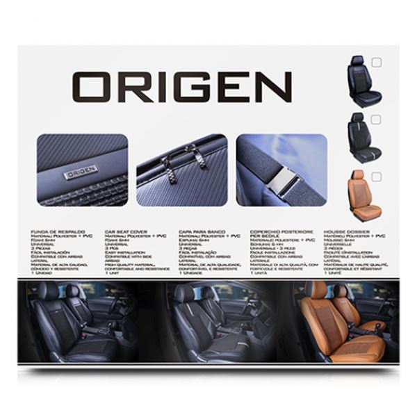 Funda de asiento para coche negra modelo r1 Origen