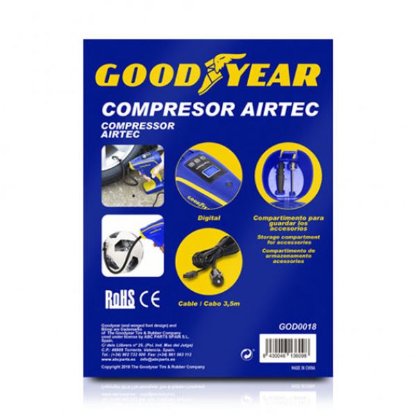 Compresor coche 12 v Goodyear digital portátil 35 psi - Feu Vert