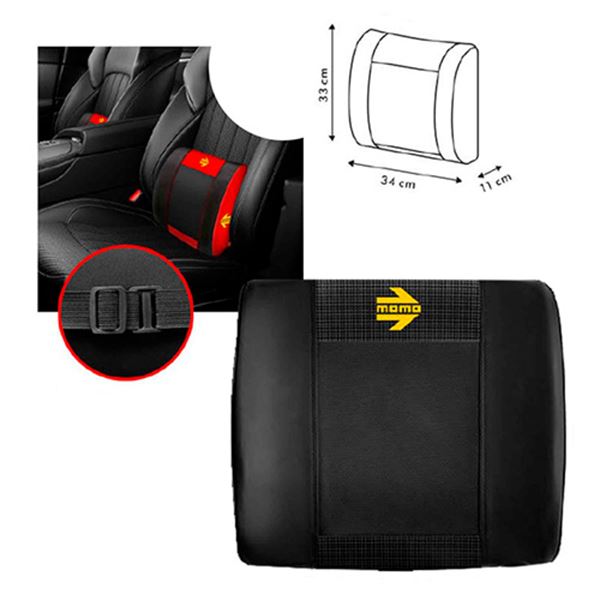 Cojín lumbar coche Momo compact carbón negro Feu Vert