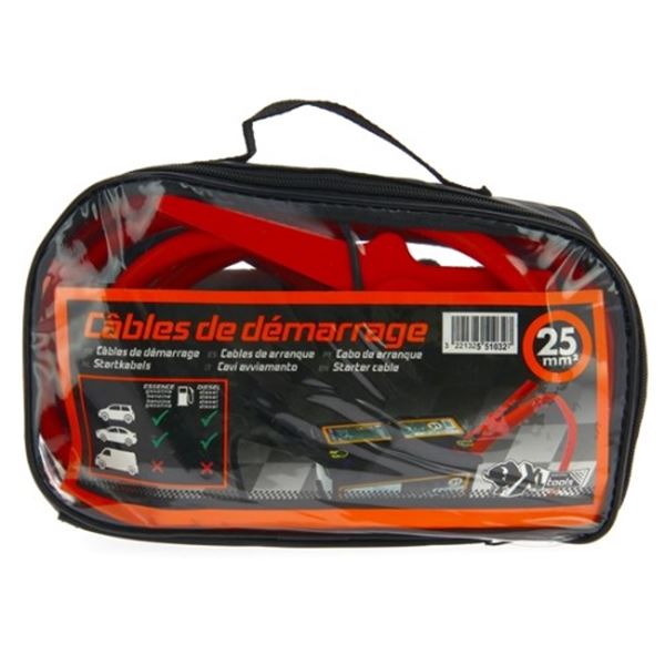 Cable De Arranque PETEX 25 Mm² - Longitud 3.5 M, Núcleo De Aluminio Recubierto, Bolsa De Transporte Incluida, Para Emergencias En Frío